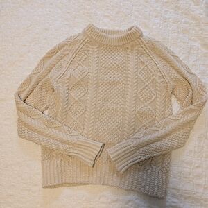 L.L. Bean 100% Cotton Cream Cable Knit Sweater